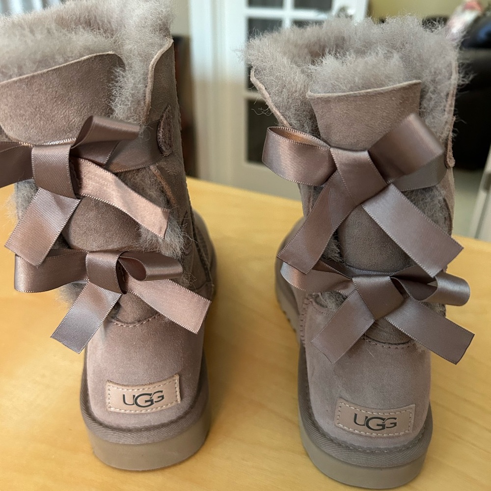 UGG Taupe Boots with Satin Bows
